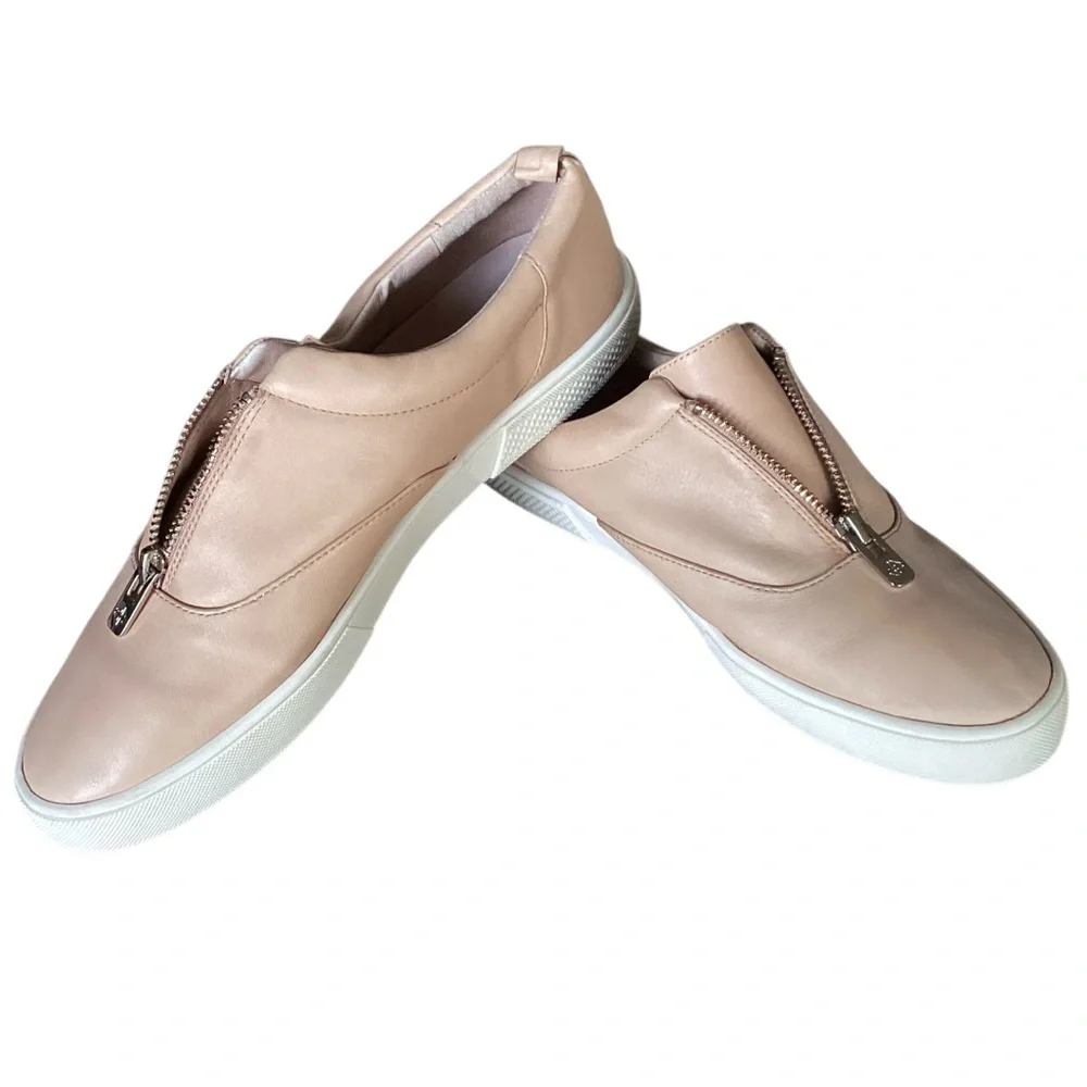 Antonio Melani Garta Suntan Beige Leather Zip Up Sneakers Women’s Size 10